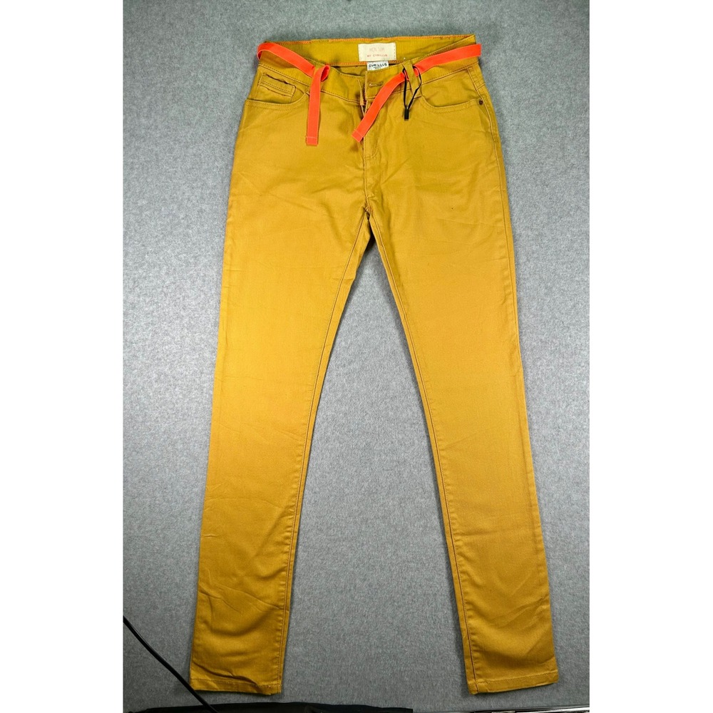 Cyrillus Paris Girls Mon Slim Mustard Yellow Pants with Orange Belt Size 16A 162